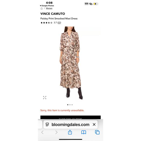 Vince Camuto Women's Paisley Print Smocked Maxi Dress Puff Sleeve Size M NWT - Picture 9 of 9